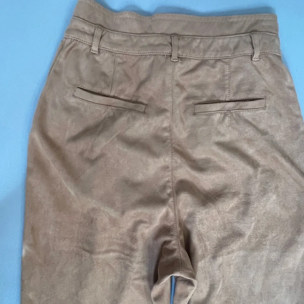 Free People Womens High Waisted Cropped Faux Suede Pants‎ Tan Brown Size 2